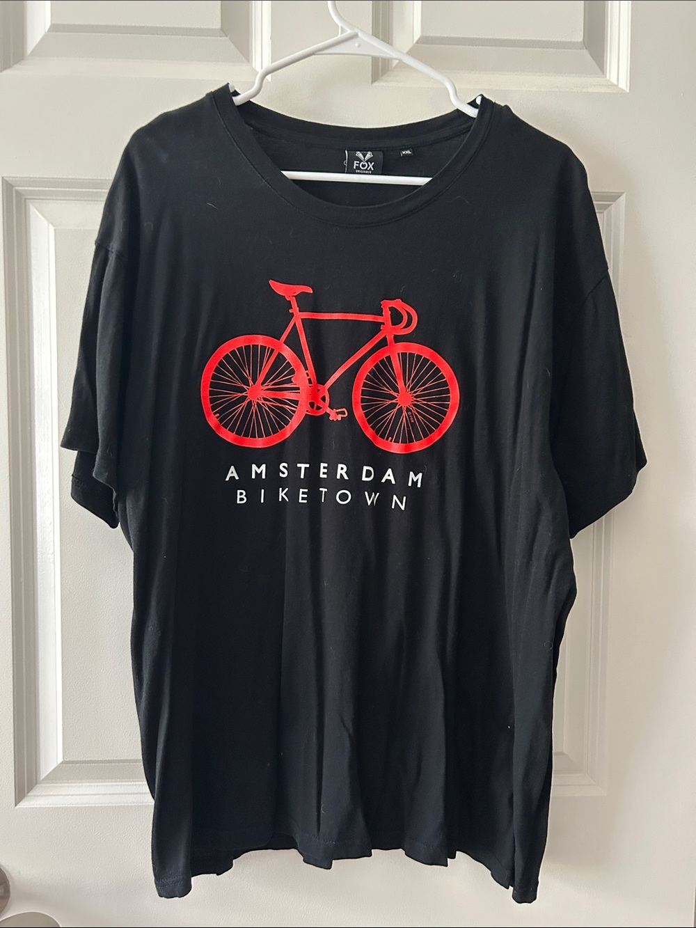 Fox Originals Amsterdam Biketown Black T‑Shirt with Red Bicycle Graphic XXL